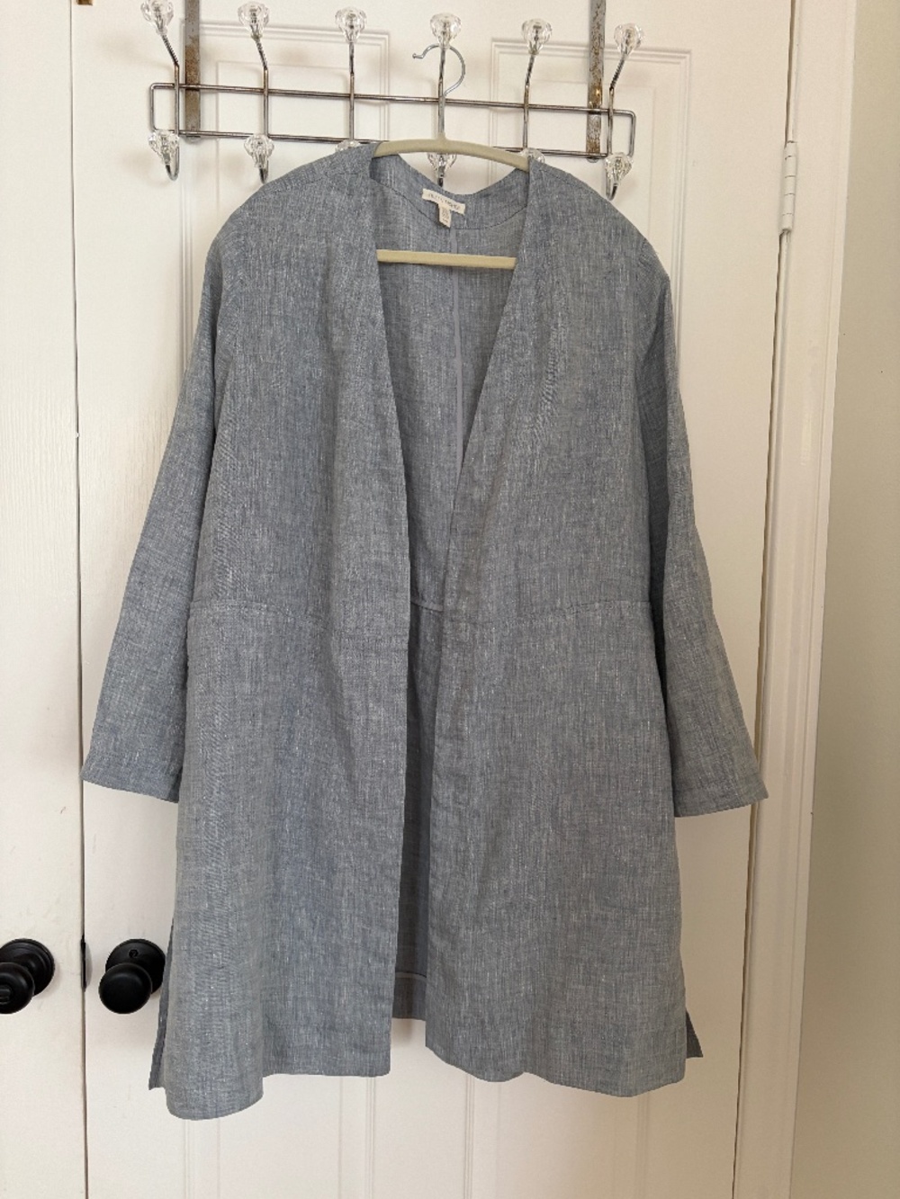 Eileen Fisher Organic Linen Jacket, Long, Size Large Excellent Condition